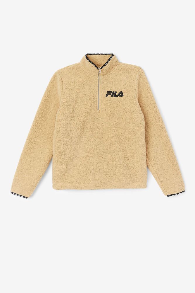 Fila Sweatshirt Shelly Sherpa Quarter Zip Jacket Womens Khaki - India PCB-459306